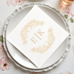 Servilletas Con Brillo Boda con Monograma Floral Elegante