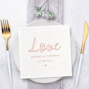 Servilletas Con Brillo Boda de amor elegante