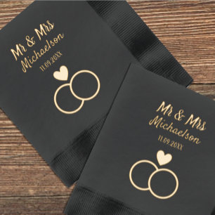 Servilletas Con Brillo Boda de anillos entrelazados