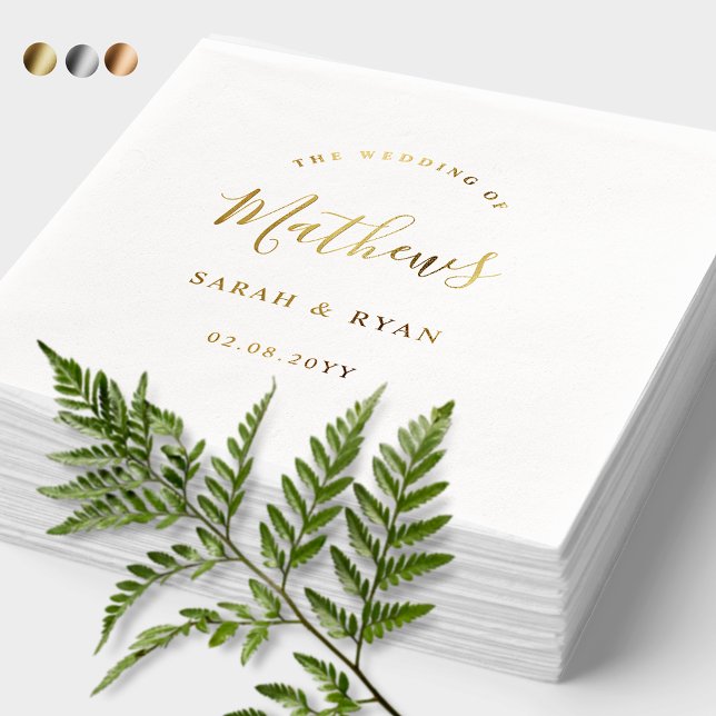 Servilletas Con Brillo Boda de Apellidos Elegante Personalizado (Subido por el creador)