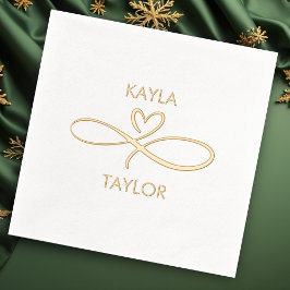 Servilletas Con Brillo Boda de caligrafía de oro romántico