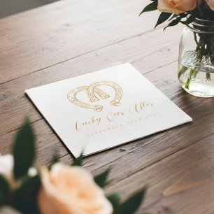 Servilletas Con Brillo Boda de corazón de herradura rústica afortunada de