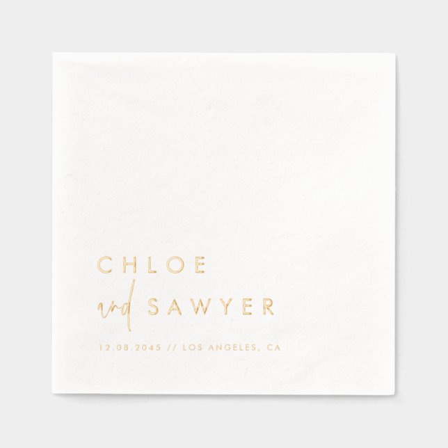 Servilletas Con Brillo Boda de escritura manuscrita Minimalista moderna (Anverso)