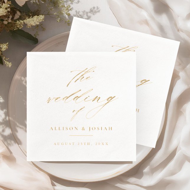 Servilletas Con Brillo Boda de letra elegante (Elegant script wedding foil napkins.)