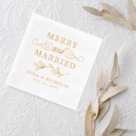 Servilletas Con Brillo Boda de Mistletoe Merry y Navidades casados