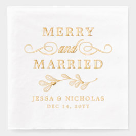 Servilletas Con Brillo Boda de Mistletoe Merry y Navidades casados