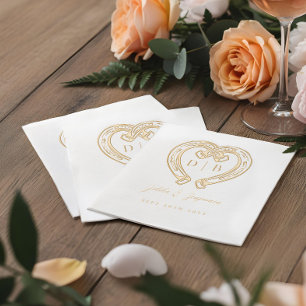 Servilletas Con Brillo Boda de Monograma de Corazón de Herradura Occident