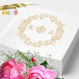 Servilletas Con Brillo Boda de Monograma Victoriano Vintage Gold