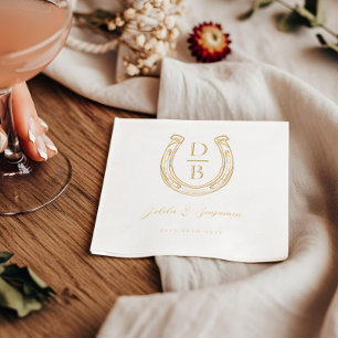 Servilletas Con Brillo Boda de Monograma y nombre personalizado de herrad