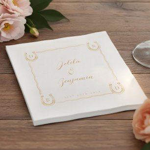 Servilletas Con Brillo Boda de Nombre y Monograma de Herradura Occidental