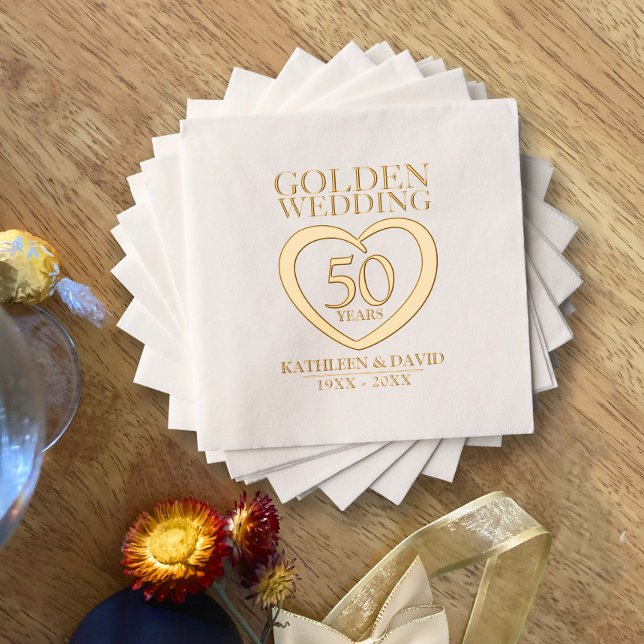 Servilletas Con Brillo Boda de Oro 50 años personalizado aniversario (Subido por el creador)