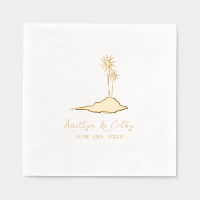 Servilletas Con Brillo Boda de Palm Trees Island (Anverso)