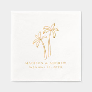 Servilletas Con Brillo Boda de Palm Trees Moderno Dibujado A Mano