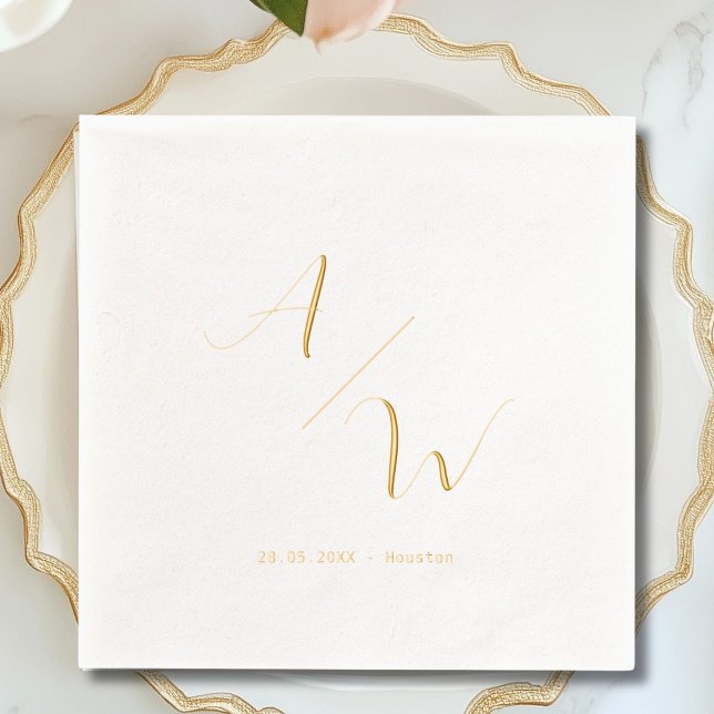 Servilletas Con Brillo Boda de Relieve metalizado de Iniciales Clásicas E (Classic Elegant Initials Foil Wedding Foil Napkins)