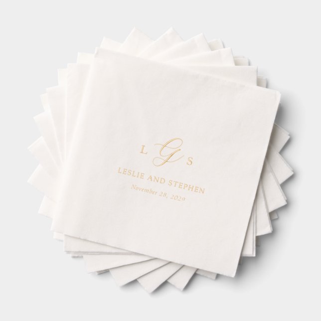 Servilletas Con Brillo Boda Elegante con Monograma Atemporal (Insitu (apilados))
