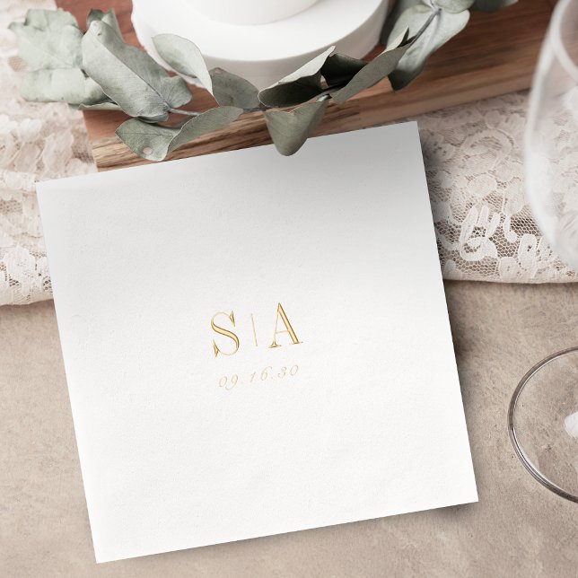 Servilletas Con Brillo Boda minimalista con monograma sofisticado (Sophisticated monogram minimalist wedding foil napkins)