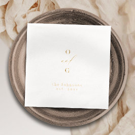 Servilletas Con Brillo Boda minimalista de pareja con monograma elegante