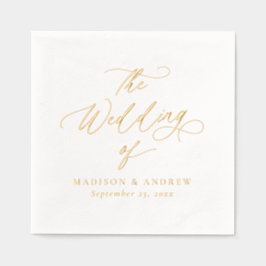 Servilletas Con Brillo Boda Moderna y Elegante con Caligrafía en Dorado