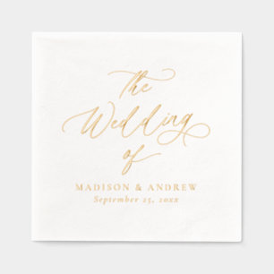 Servilletas Con Brillo Boda Moderna y Elegante con Caligrafía en Dorado