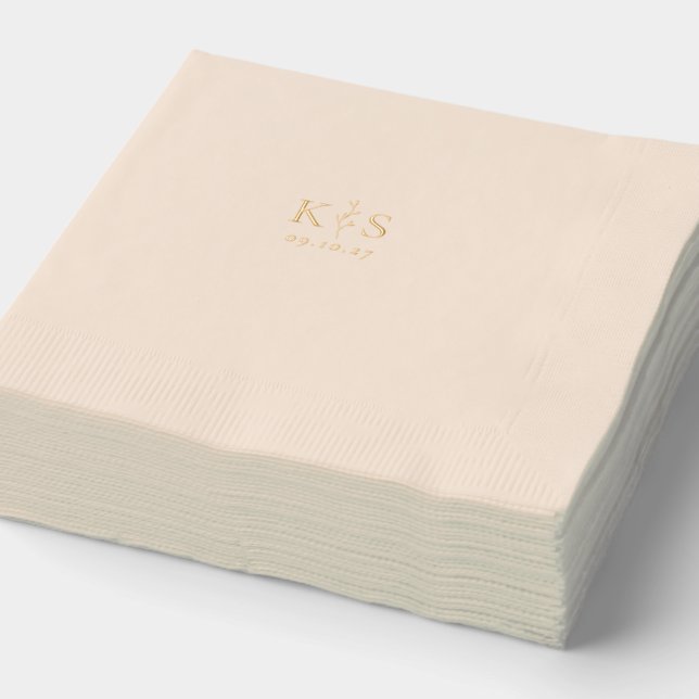 Servilletas Con Brillo Boda Monograma de la rama de ARMONÍA (Detalle)