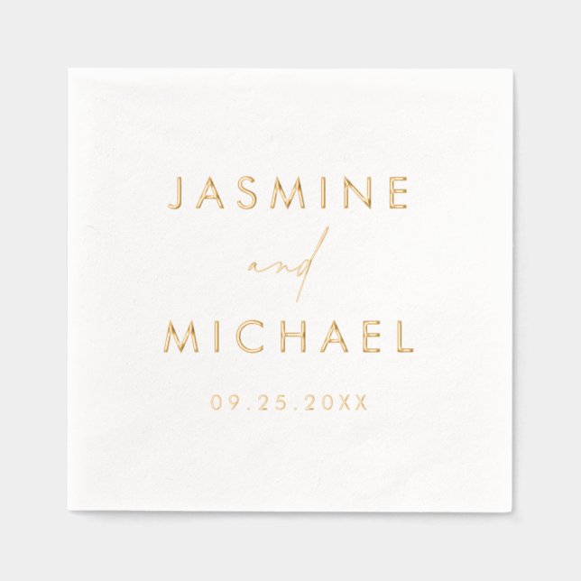Servilletas Con Brillo Boda Personalizada con Letra Moderna (Anverso)