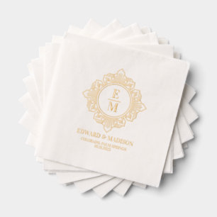 Servilletas Con Brillo Boda personalizado Monograma Art Deco Marco