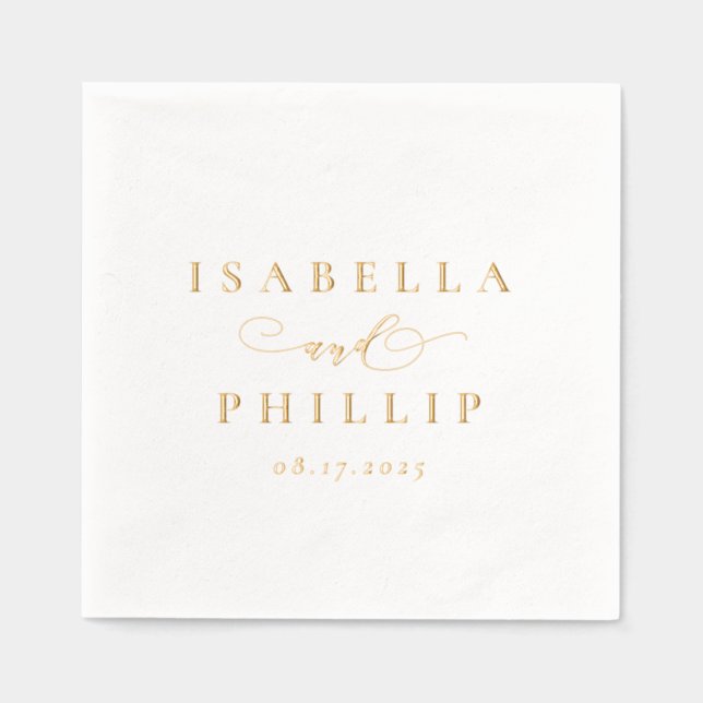 Servilletas Con Brillo Boda simple elegante personalizada (Anverso)