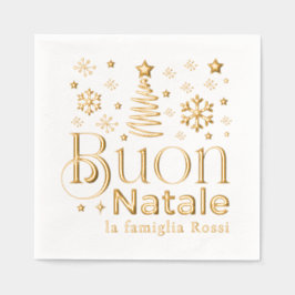 Servilletas Con Brillo Buon Natale Fiesta Italiana de Navidad Personaliza