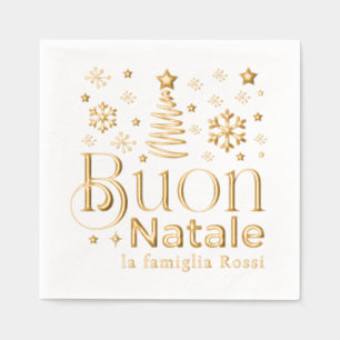 Servilletas Con Brillo Buon Natale Fiesta Italiana de Navidad Personaliza