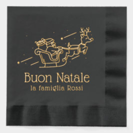Servilletas Con Brillo Buon Natale Fiesta Italiana de Navidad Santa