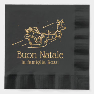 Servilletas Con Brillo Buon Natale Fiesta Italiana de Navidad Santa