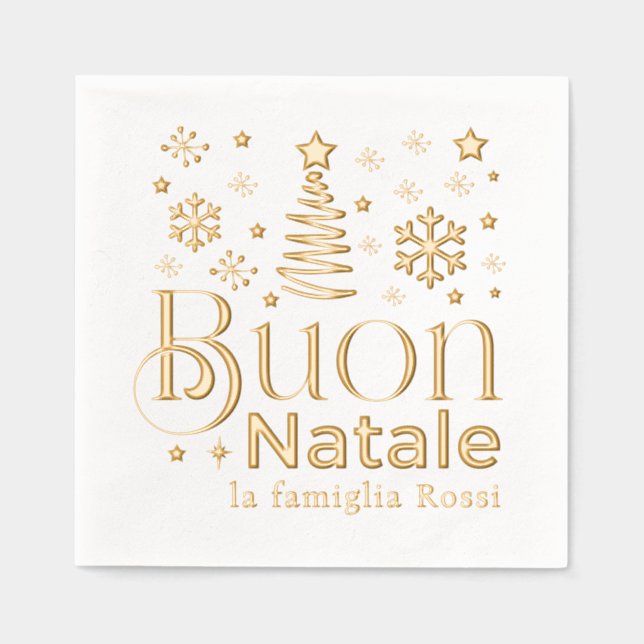 Servilletas Con Brillo Buon Natale Italian Christmas Party Custom (Anverso)
