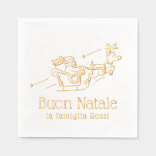 Servilletas Con Brillo Buon Natale Santa Sleigh Navidad Italiana Familiar