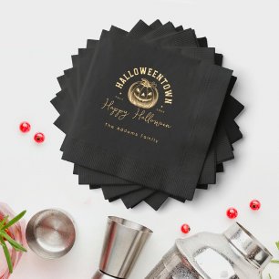 Servilletas Con Brillo Calabaza Jack O Lantern Black Halloween Party