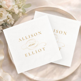 Servilletas Con Brillo Caligrafía de nombres simples para boda