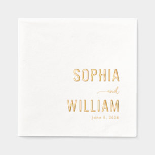 Servilletas Con Brillo Caligrafía minimalista dorada elegante
