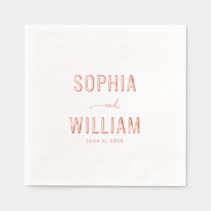 Servilletas Con Brillo Caligrafía Romántica en Rosa Dorado
