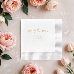 Servilletas Con Brillo Caligrafía romántica Sr. y Sra. boda