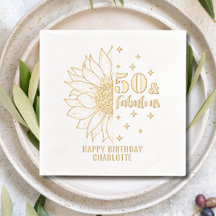 Servilletas Con Brillo Celebración del 50 cumpleaños con papel de alumini