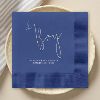 Servilletas Con Brillo Chico Minimalista moderno Baby Shower Silver