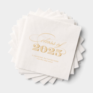 Servilletas Con Brillo Clase de graduación 2025 con letra elegante