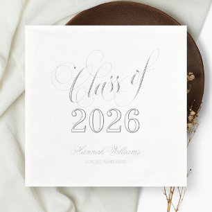 Servilletas Con Brillo Clase Script de Graduación Plata 2025