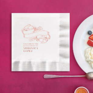 Servilletas Con Brillo Clásico Festive Elegante Quinceanera 15º Fiesta