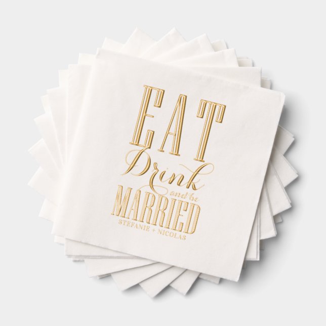 Servilletas Con Brillo Comer, Beber y estar Casado Boda (Insitu (apilados))