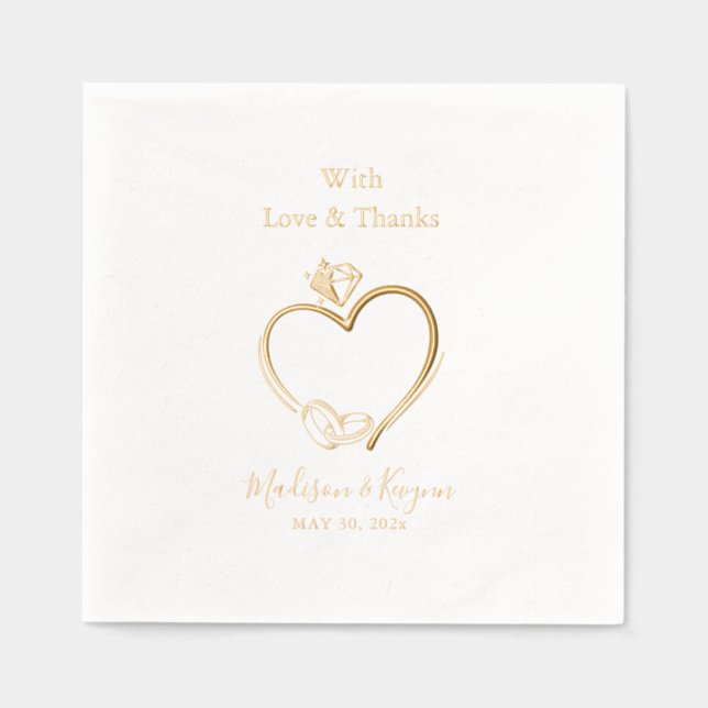 Servilletas Con Brillo Con Amor Y Gracias Boda (Anverso)