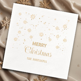 Servilletas Con Brillo Copos de nieve navideños, nombre personalizado