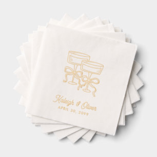 Servilletas Con Brillo Coquette Bow Champagne Boda Cocktail Napkins