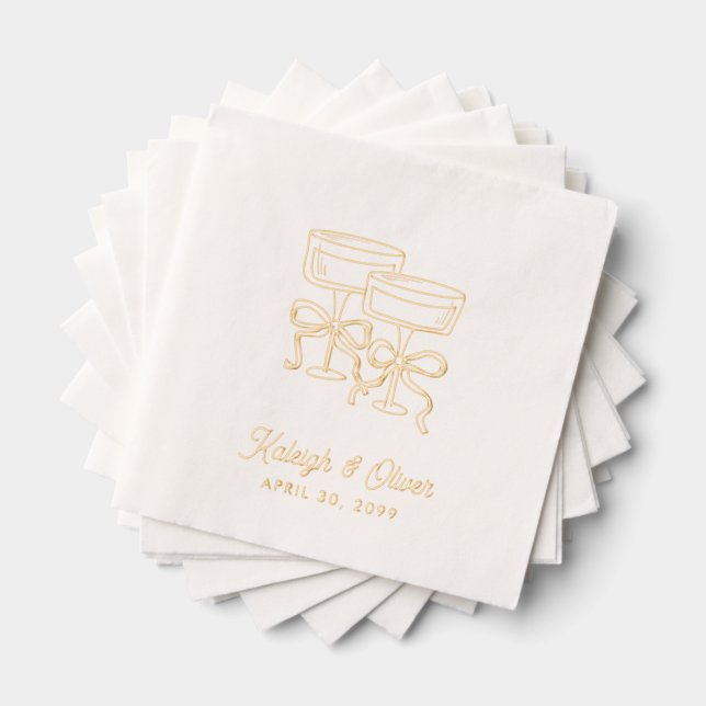 Servilletas Con Brillo Coquette Bow Champagne Boda Cocktail Napkins (Insitu (apilados))