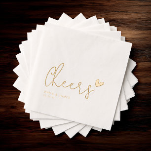 Servilletas Con Brillo Corazón de oro con nombre personalizado " Cheers"