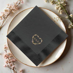 Servilletas Con Brillo Corazón elegante de vegetación Corona Monograma Bo